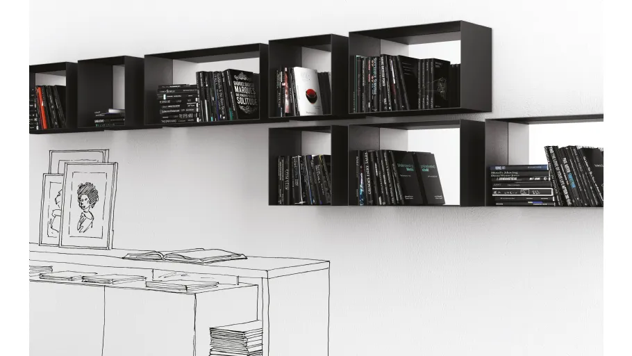 Libreria Barra Tasto componibile sospesa di Minotti Italia