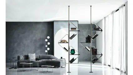 Libreria divisoria  in metallo con ripiani in legno Spinnaker di Cattelan Italia