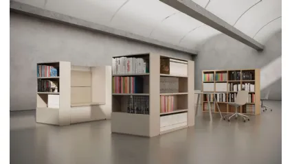 Libreria Isola con Seduta Lettura Ecopelle moduli Box BeFace di Nardi Interni