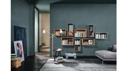 Libreria a muro componibile Lampo L6C09 in laccato opaco di Sangiacomo