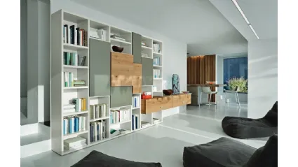 Libreria Modo M6C71 in laccato opaco e Rovere nodato di Sangiacomo