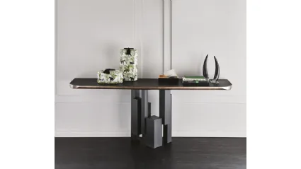 Consolle in Olmo e acciaio Skyline Wood-C di Cattelan Italia