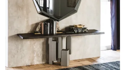 Consolle con base in acciaio e piano in legno massello Skyline di Cattelan Italia