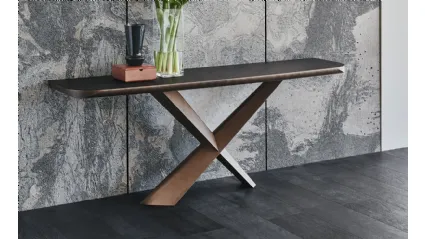 Consolle con piano in legno massello e acciaio Terminal Wood-C di Cattelan Italia