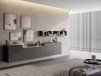 Mobile sospeso Living Time in laccato opaco di Arredo3