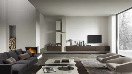 Mobile sospeso in legno e laccato opaco ModulArt di Presotto