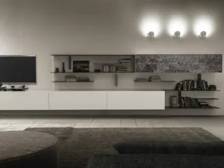 Mobile sospeso ModulART 14 in laccato opaco bianco di Presotto