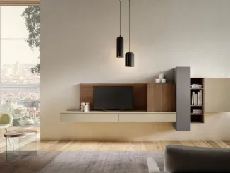 Parete Attrezzata Living 08 in laccato opaco e legno di Arredo3