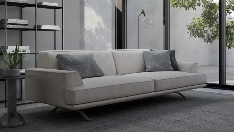 Divano lineare in tessuto Slab plus di Bonaldo