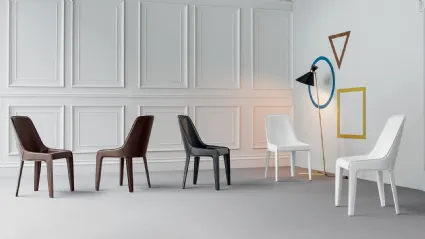 Sedia rivestita in cuoio Lamina di Bonaldo