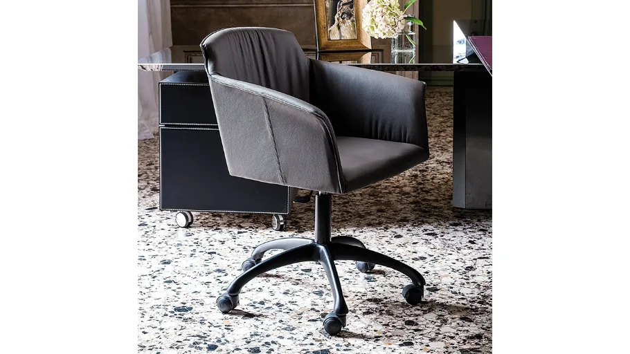 Sedia girevole con rotelle Tyler Wheels di Cattelan Italia