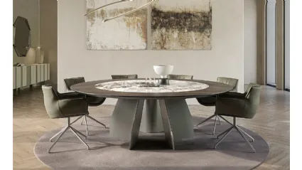 Tavolo con top in legno e ceramica Senator Ker-Wood Round di Cattelan Italia