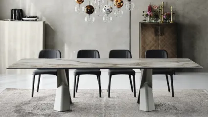 Tavolo in acciaio verniciato con piano in ceramica Mad Max Keramik di Cattelan Italia