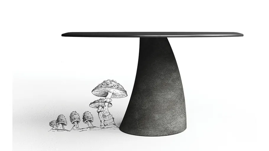 Tavolo Malone con top in legno laccato Nero e base in cemento di Minotti Italia