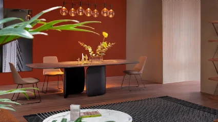 Tavolo di elegante design con piano ovale Mellow di Bonaldo