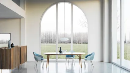 Tavolo ovale in vetro retrolaccato New Merge 01 di Presotto