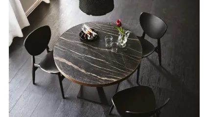 Tavolo rotondo in ceramica con base quadrata Ribot Keramik Bistrot di Cattelan Italia