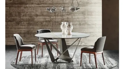 Tavolo rotondo in ceramica con base in acciaio Skorpio Keramic Round di Cattelan Italia