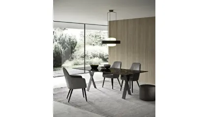 Tavolo rettangolare Tailor in ceramica con base in metallo di Presotto