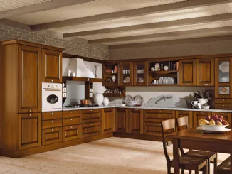 Cucina Classica Etrusca angolare in legno con cappa di Aran