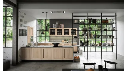 Cucina Classica lineare Licia in legno di Rovere e cemento di Aran
