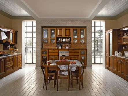 Cucina Classica Imperial Emotion angolare in patinato Bianco Canapa con decorazione oro di Aran
