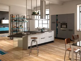 Cucina Design con penisola Faro in Rovere sbiancato di Aran