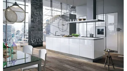Cucina Design lineare Bijou in vetro Bianco lucido di Aran