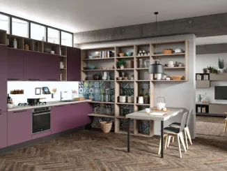 Cucina Design angolare in laccato opaco Melanzana di Aran