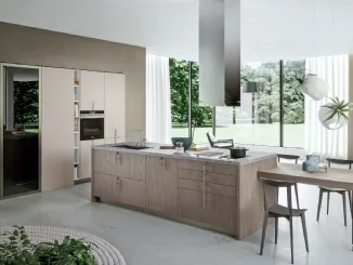 Cucina Design Lab13 con basi in LPL Rovere cenere con anta Plana di Aran