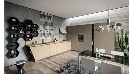 Cucina Design lineare Lab13 con anta inclinata in Fenix di Aran