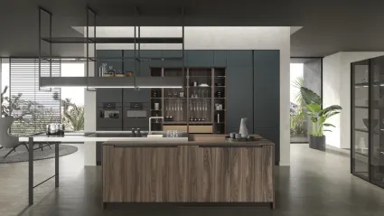 Cucina Design in laccato con isola in essenza Lab13 Kitchen 02 di Aran