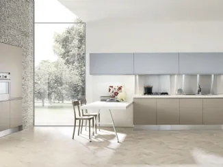 Cucina Design lineare Masca in laccato Polvere e Corda opaco di Aran