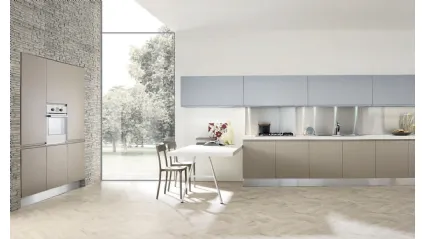 Cucina Design con penisola Masca in laccato Polvere e Corda opaco di Aran