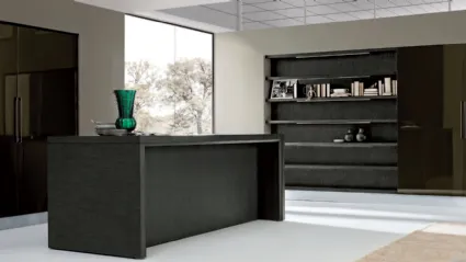 Cucina Design lineare Met Cover in Legno di Rovere Grafite di Aran