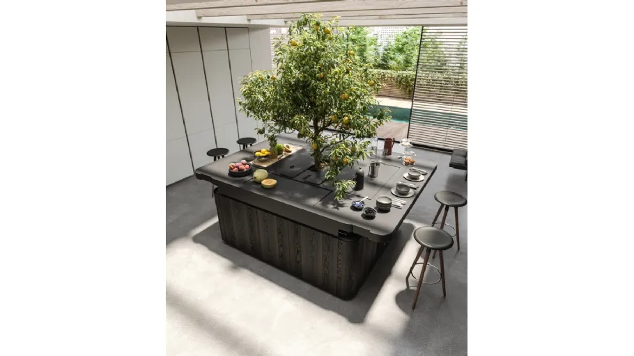 Cucina Design a isola Oasi in Rovere fossile con albero di limoni di Aran