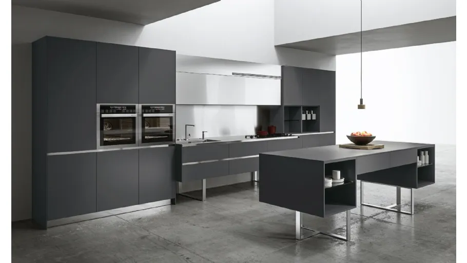 Cucina Design lineare Sipario in Fenix Grigio Bromo di Aran