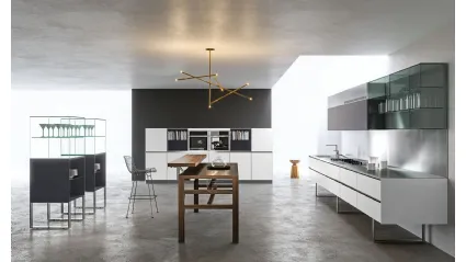 Cucina Design lineare Sipario in Fenix Alaska e Grigio Bromo di Aran