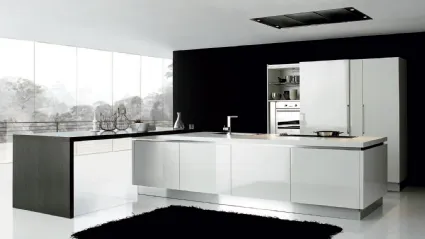 Cucina Design Volare con isola in laccato Bianco lucido di Aran