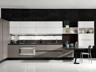 Cucina Design lineare Volare Yellow Fine laccato cenere e bianco di Aran