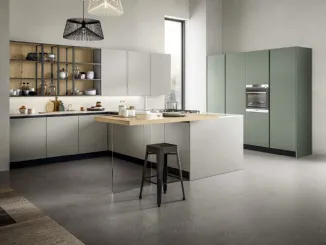 Cucina Moderna con penisola in laccato e laminato Cloe 04 di Arredo3