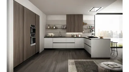 Cucina Moderna in laccato e laminato con penisola Cloe 06 di Arredo3