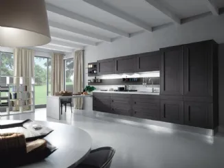 Cucina Moderna con penisola Melograno Rovere tinto Nero di Composit