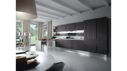 Cucina Moderna con penisola Melograno Rovere tinto Nero di Composit