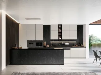 Cucina Moderna Glass 2 0 03 con penisola di Arredo3