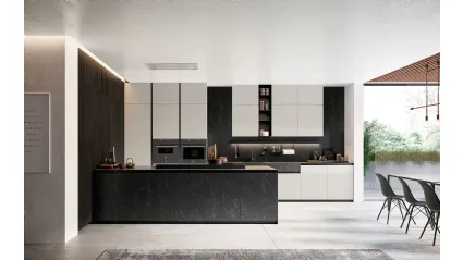 Cucina Moderna Glass 2 0 03 con penisola di Arredo3