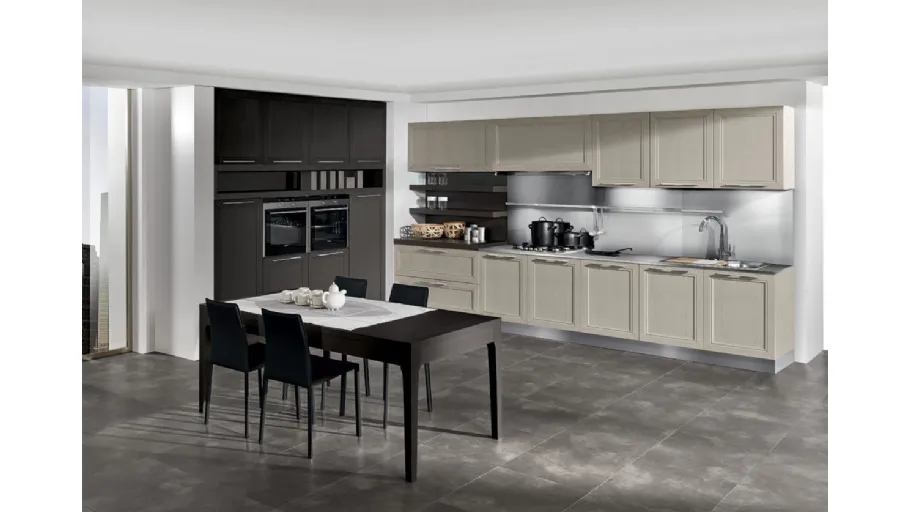 Cucina Moderna lineare Itaca in Frassino massello decapè e laccato a poro aperto di Arredo3