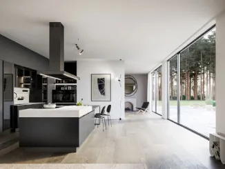 Cucina Moderna in laminato rovere con isola Kalì 11 di Arredo3