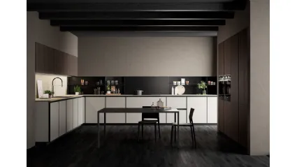 Cucina Moderna angolare Kronos in vetro Nebbia opaco di Arredo3