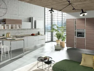 Cucina Moderna lineare Mia in LPL Malta e Bianco seta di Aran